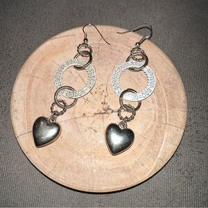Dangling watch part heart earrings